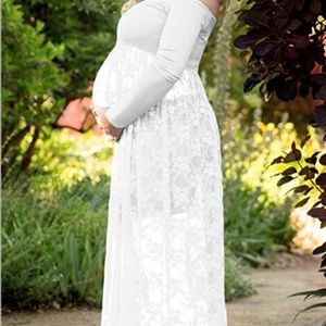Maternity Off Shoulder Long Sleeve Gown